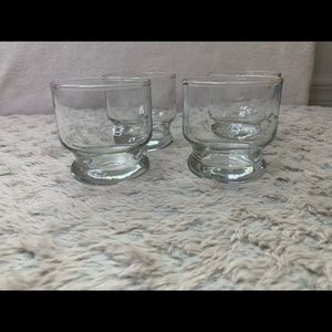 Vntg princess house stackable Etched glass cups
